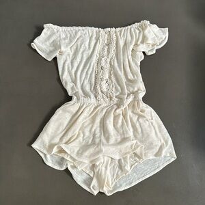 Free People Cream Off-Shoulder Romper